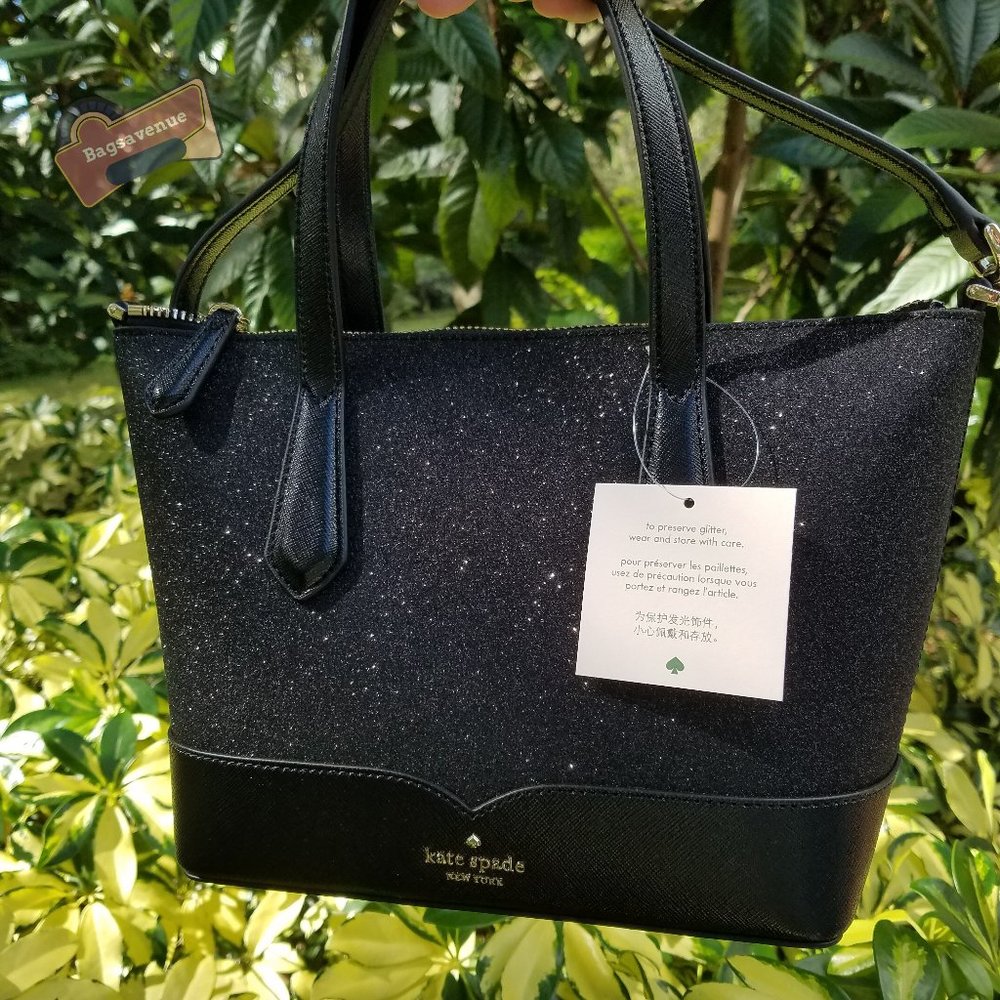 Kate Spade Black Satchel with Sparkly Finish